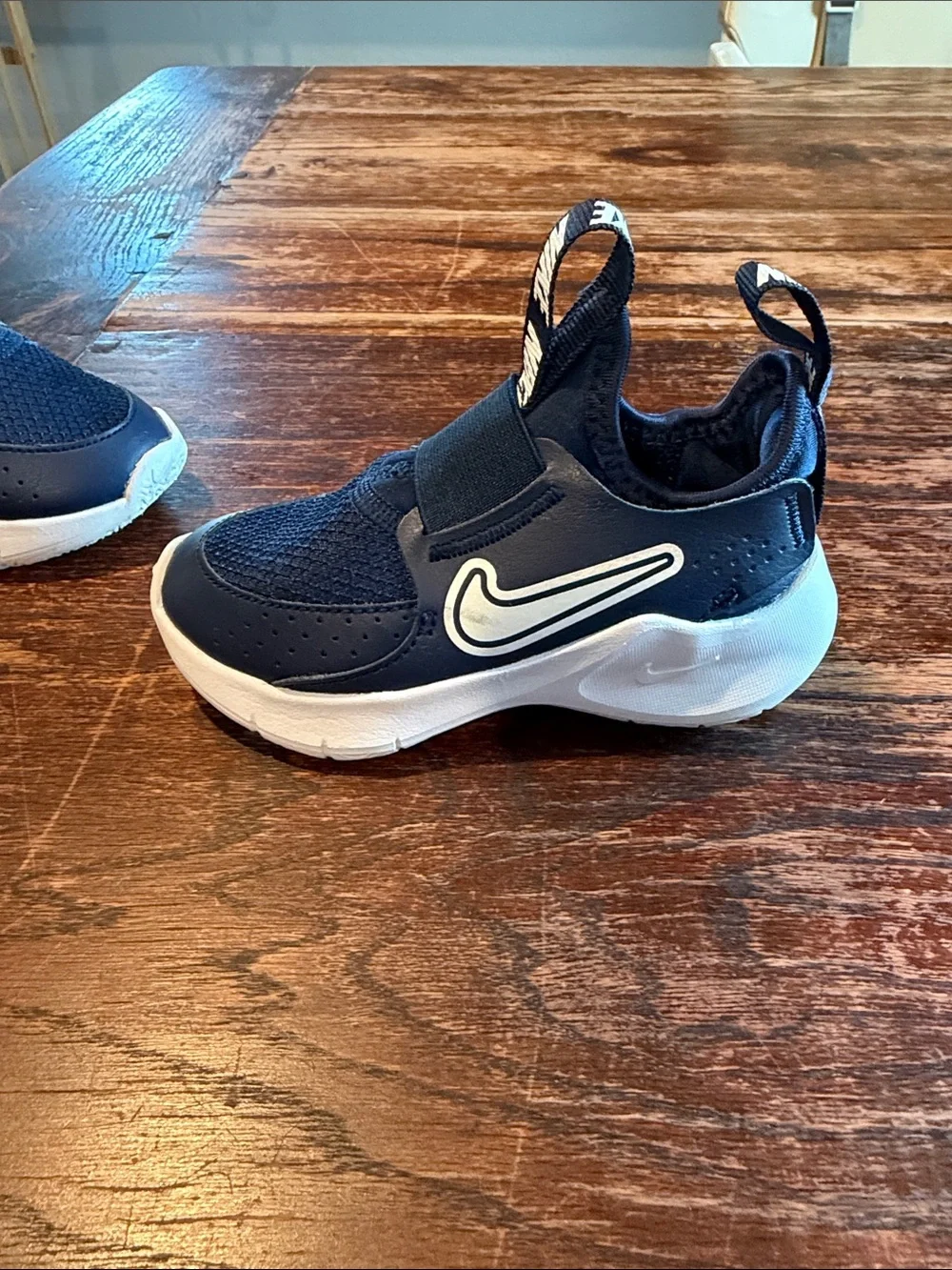 Nike Kids Navy Blue Slip-On Sneakers with White Soles